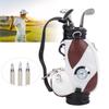 Mini Desktop  Golf Bag Pen Clock  Zinc Alloy PU Leather with Golf Pens Souvenir Set GiftBrown White