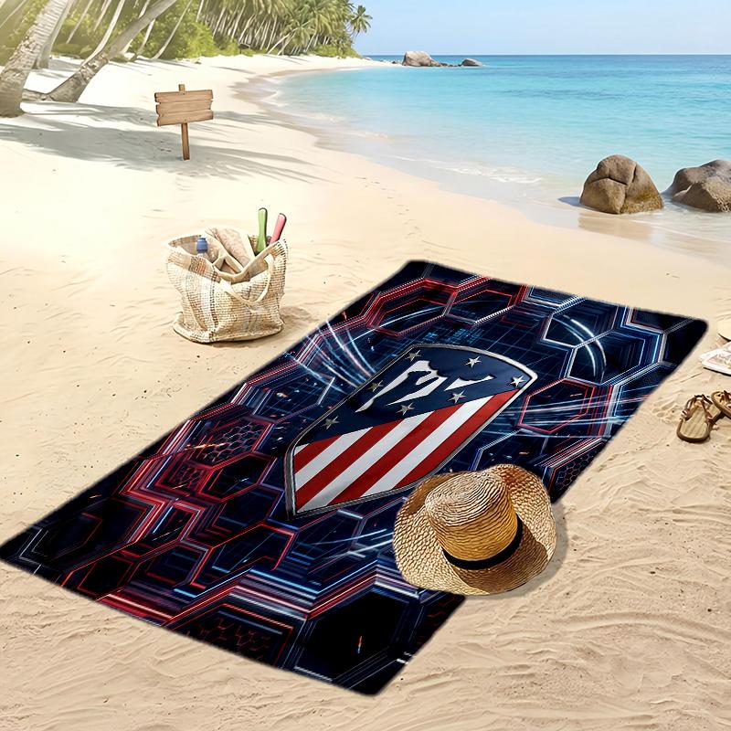 Toalla de Playa Estampada del Atlético de Madrid Secado Rápido Suave Portátil Grande Rectangular Manta de Playa para Viajes Piscina