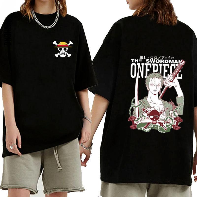 

One Piece Roronoa Zoro Luffy Printed Graphic Short Sleeve Shirt Unisex Unisex Women Summer Unisexs TShirt Black Casual Crew Neck S