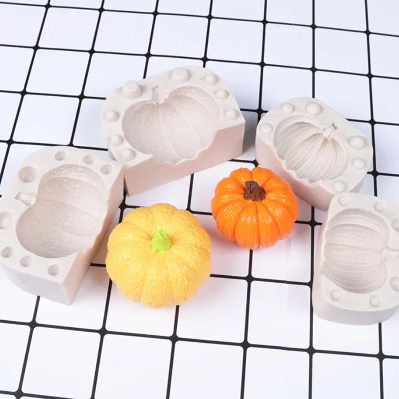 Wholesale Halloween Pumpkin Shape Cake Candles Resin Mould Aromatherapy Plaster 3D Silicone Mold Kitchen Baking Tool Decoration