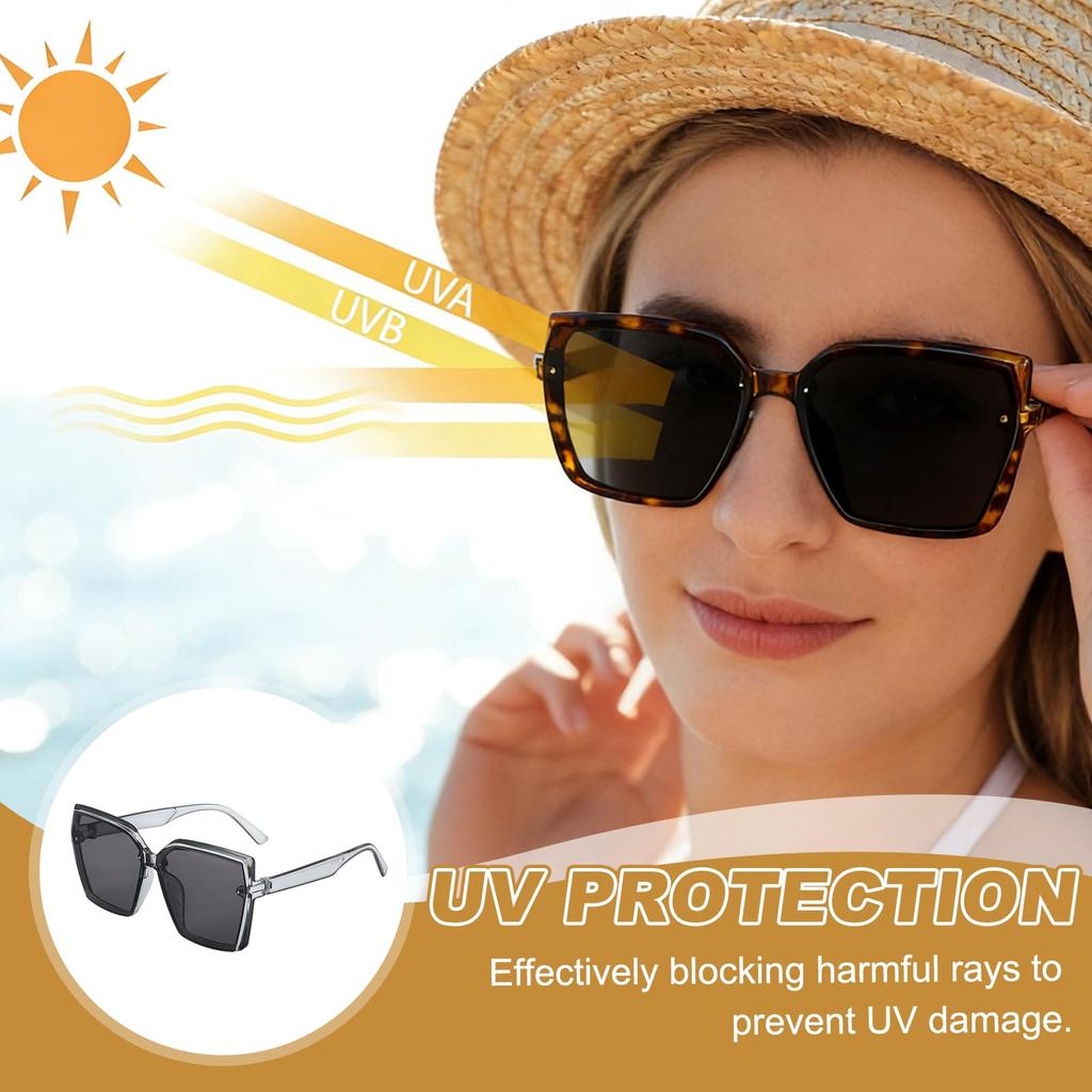 Square Polarized Sunglasses Trendy Oversized Square Sunglasses Unisex Clear [uxcell] - - - (Gray Lens)