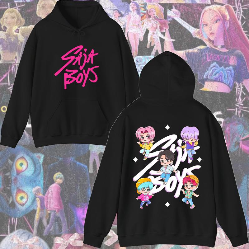 KPop Devil Hunter Sweatshirt Hooded Children's Spring and Autumn Outfit Rumi Mira Zoey Cartoon Anime Girl Long Sleeved Top