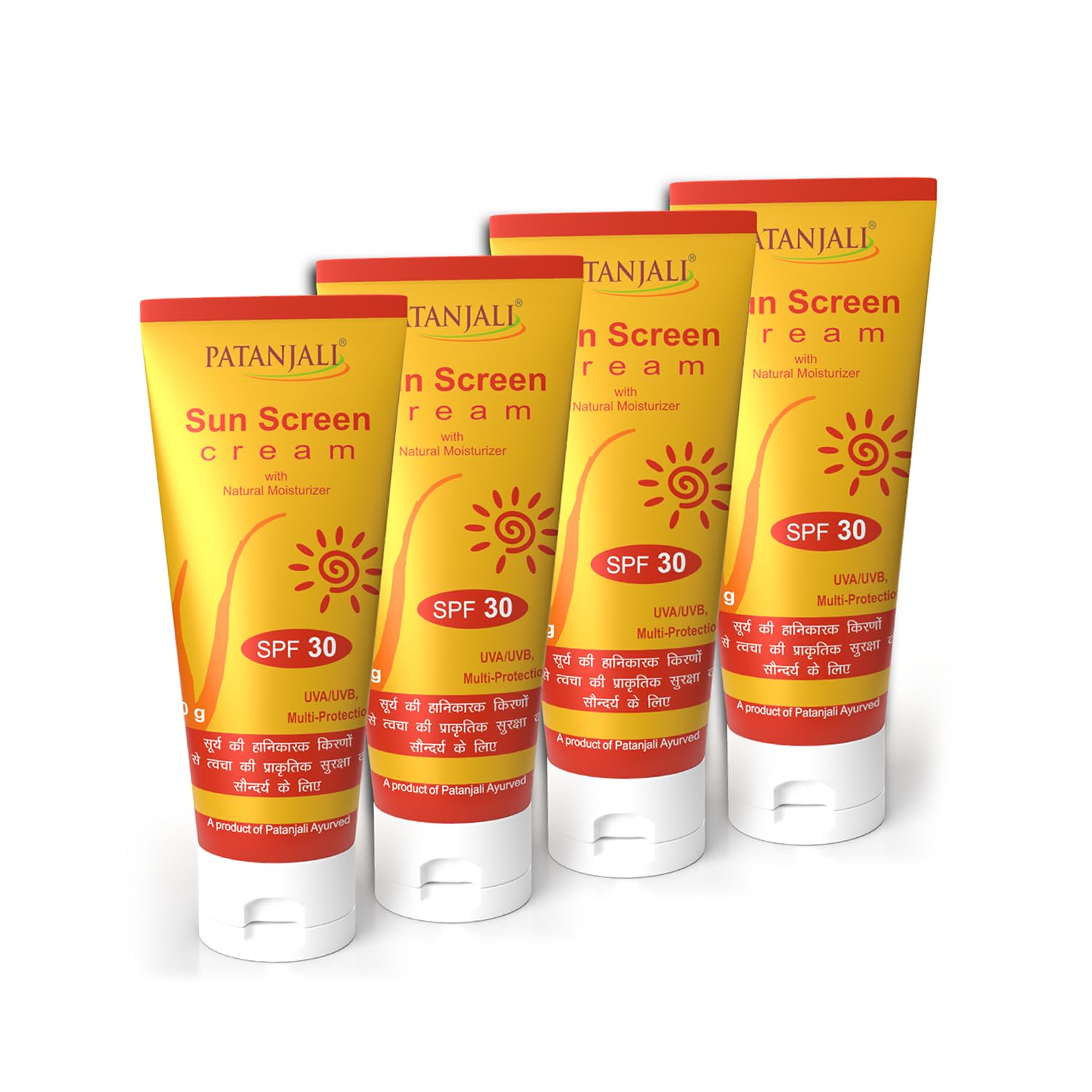 

Patanjali Sunscreen Cream SPF 30 50g X Pack of 4 for Daily Sun Protection and Smooth Skin Nourishment