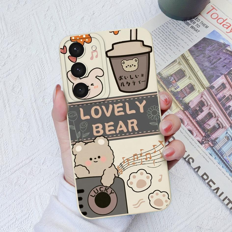 For Samsung Galaxy S20 S21 Plus FE S22 S23+ Ultra Note 20 Ultra Case Cover Cute Bear Shockproof Silicone Shell For Samsung S23 Coques Bumpers Fundas