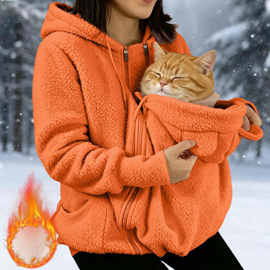 Moletom com Bolso para Animal de Estimação Feminino com Bolsa Frontal para Cães Pequenos e Gatos, Moletom Casual