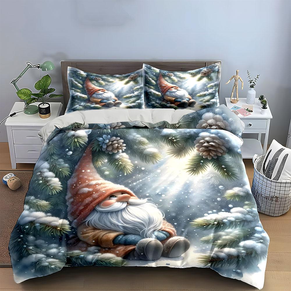 "Cozy Winter Gnome Bedding Set" Bedding Duvet Cover Set Duvet Cover Pillowcases (1 * Duvet Cover 2 * Pillowcases, Without Duvet Insert)
