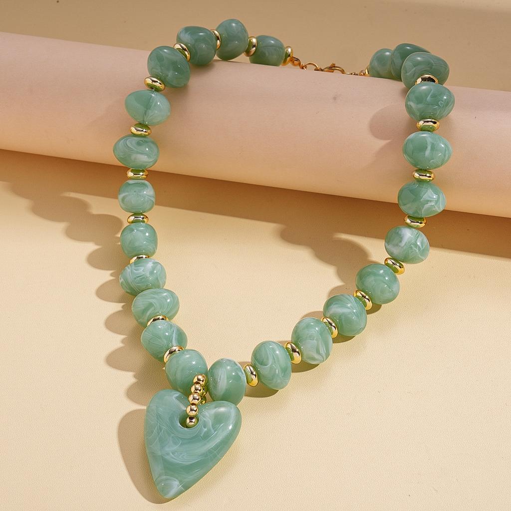 Bohemia Oval Acrylic Bracelet Love Pendant Necklace Woman Banquet Accessories