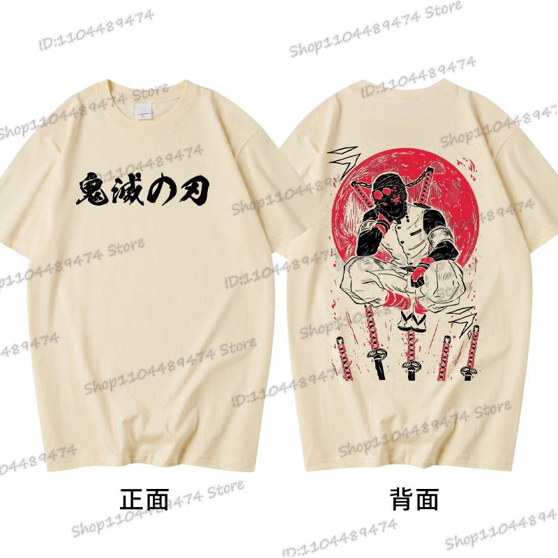 Men's Kimetsu No Yaiba Anime Clothing Uzui Tengen 2025 New Graphics T Shirt Loose Daily Round Neck Cotton Unisex Tops Tees