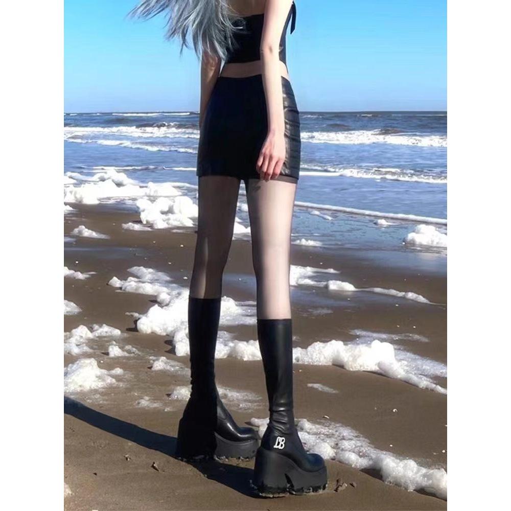 2025 Black High Heel Over-the-Knee Boots | 8cm Boost | European & American Style | Slim Fit Elastic Tube