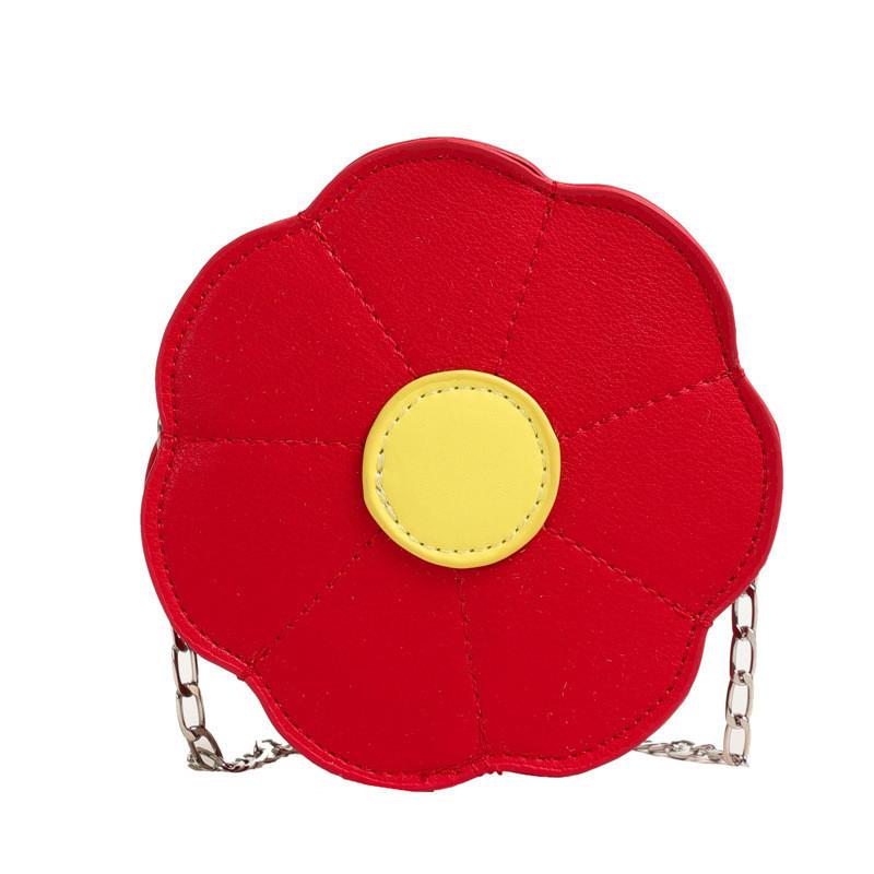 Breathable And Lightweight Kids Pu Shoulder Bag Featuring Charming Flower Motifs For Everyday Use красный