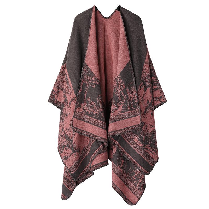 Autumn & Winter Imitation Cashmere Knitted Shawl - Artistic Travel-Ready Cape