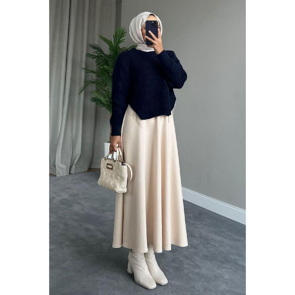 Scuba Skirt Beige