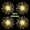 4/5pcs of Solar-Powered Outdoor Firework Lights, Featuring 240/360/450 LED Sparkling Starburst Sphere Designs, Available in Warm White, Multicolor