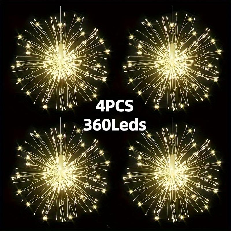 4/5pcs of Solar-Powered Outdoor Firework Lights, Featuring 240/360/450 LED Sparkling Starburst Sphere Designs, Available in Warm White, Multicolor