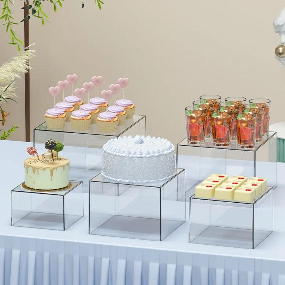 Stackable Acrylic Display Cube Square Shape Dessert Display Stand Buffet Decorating Box  Jewelry