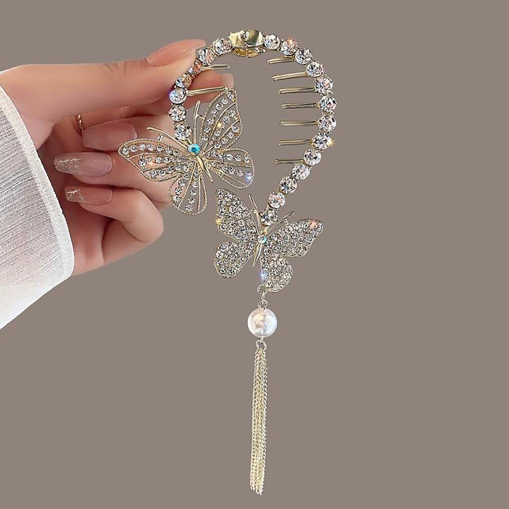 Women's Tassel Rhinestone Hair Clip Exquisite Glitter Maruko Headband Hair Clip  Valentine's Day Gift For Girlfriend Wife