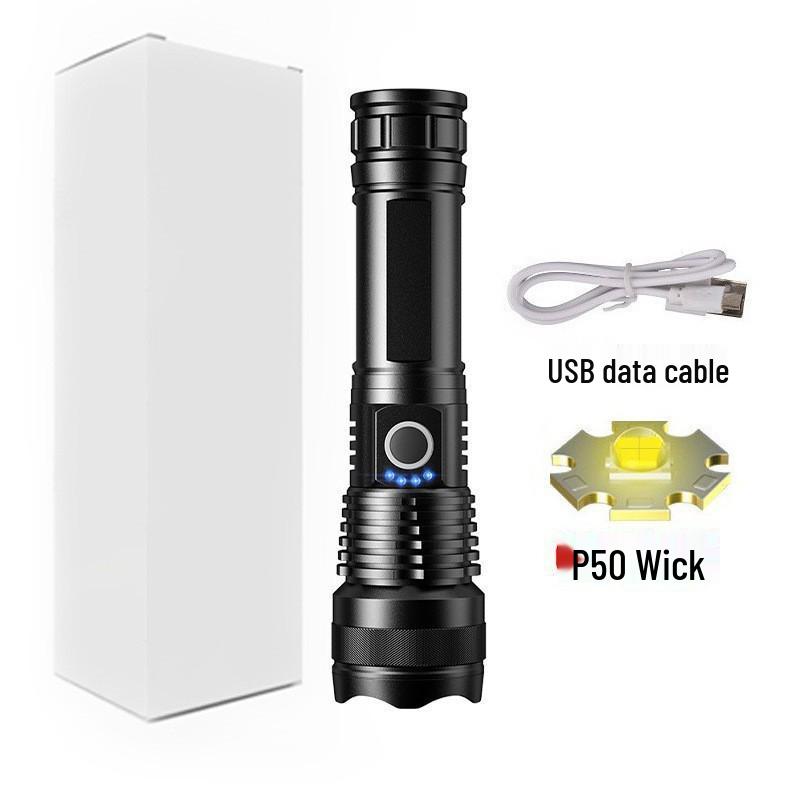 XHPp50 Aluminum Alloy Waterproof Flashlight with Telescopic Zoom & USB Charging