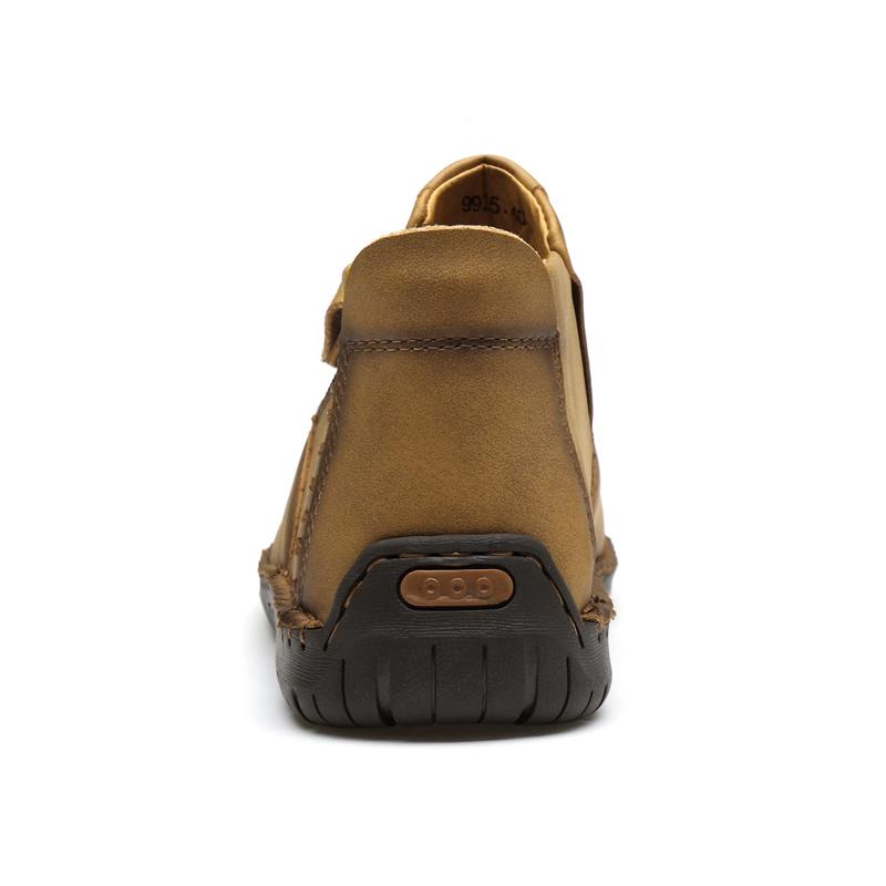 Casual Men's Shoes Retro British Style Leather Pure Handmade High -top Casual Yellow Loaf Men's Shoes