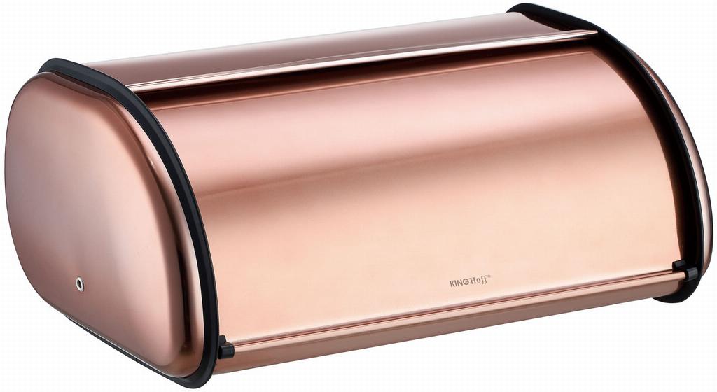 Large Steel Bread Bin 44cm Matte Rose Gold KINGHOFF KH-1870
