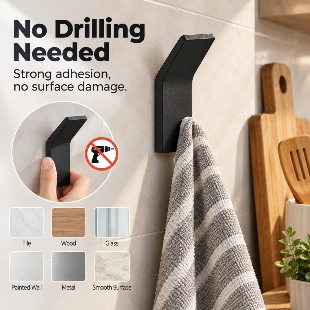 6 Pcs Self-Adhesive Adhesive Towel Hooks Drill-Free Towel Rack Hooks Durable Wall Mount Hooks