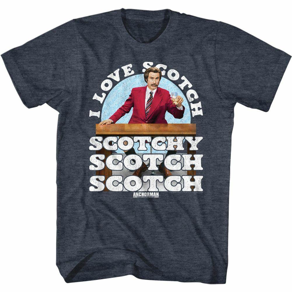 Anchorman I Love Scotch Navy Heather Adult T-Shirt S