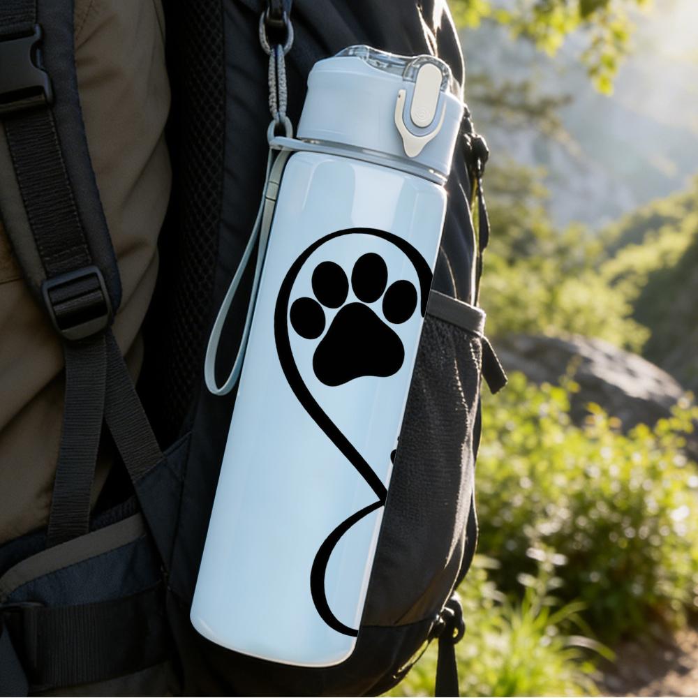 1PC Paw Heart Infinity Love Graphic,750ml Color Plastic Sports Water Bottle,Leakproof Flip Straw Lid,Suitable for Sports Office Home Use