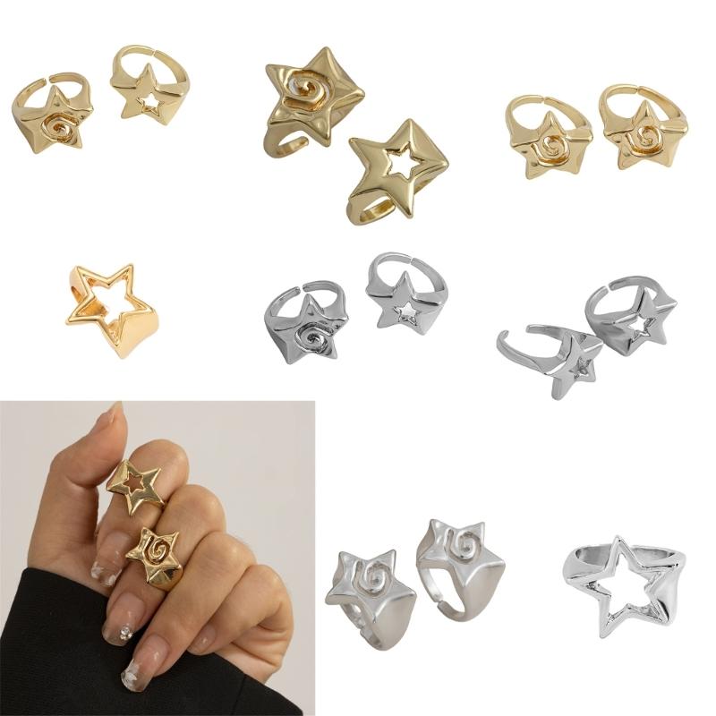 Fashionable Alloy Star Rings Contemporary Star Shape Rings Fashionable Finger Rings for Fashion Enthusiasts