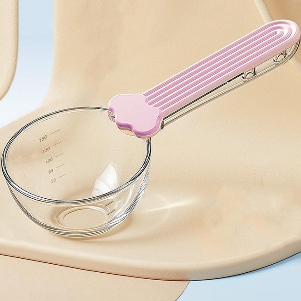 Clear Scale Cat Food Scoop Multi-functional Cat Food Measuring Spoon 2 in 1 Sealing Clip  Travel розовый