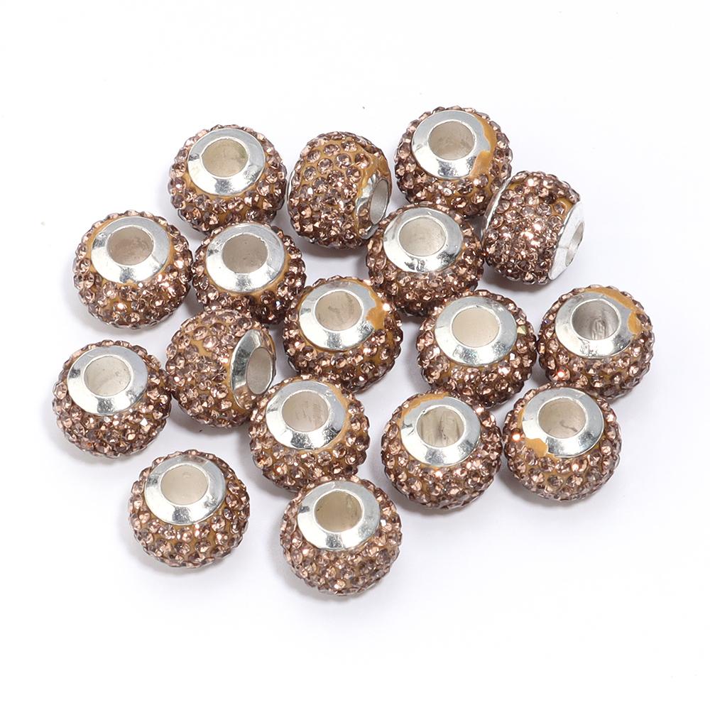 10Pcs/Lot Rhinestone Crystal Shambhala Ball Beads Colorful Polymer Clay Beads Big Hole Loose Spacer Beads For Jewelry Making