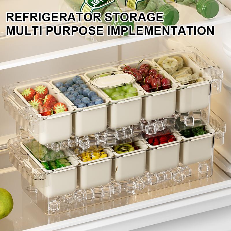 5 Grid Fruit Preservation Box with Lid Food Fruit Compartment Storage Box with Lid Portable Storage Box Snack Organizer 2025 New