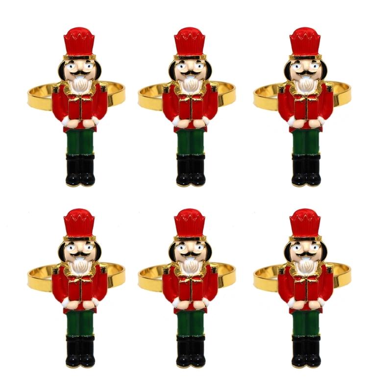 Elegant Holiday Dinner Napkin Rings Nutcrackers Design Alloy Metal Christmas Decors Elegant Alloy Napkin Holders