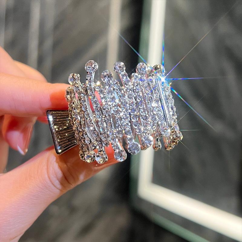 

Модная металлическая заколка для волос со стразами для женщин и девушек, мини-держатель для высокого хвоста, кристальные зажимы для волос, элегантный аксессуар для прически для вечеринки
