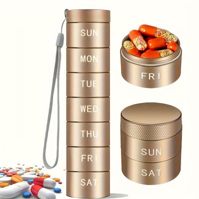 Aluminium Travel Pill Organizer Weekly Metal Pill Case Moisture Proof Waterproof 7 Day Large Pill Container To Hold Vitamins