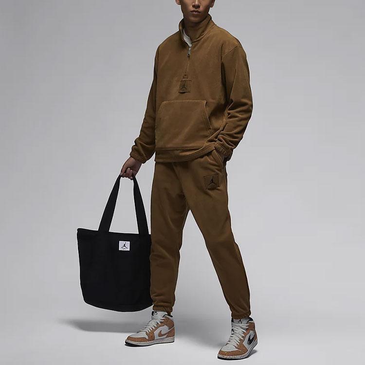 Jordan Solid Logo Stand Collar Fleece Jacket Men Outerwear Light-Brown FD7864-281