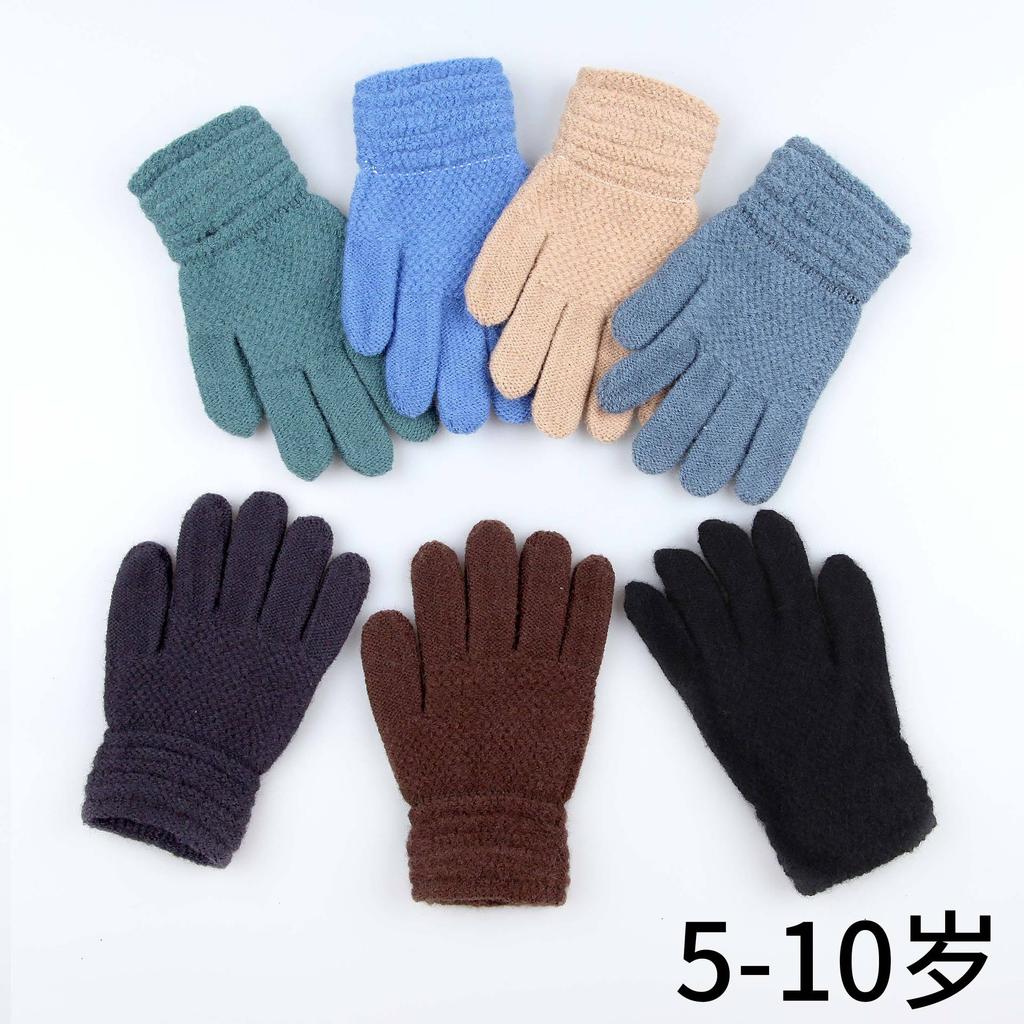 5-10 Jahre alt, Kinderhandschuhe sind im Winter warm, einfarbig, Gelee-Farbe, niedliche Samt- und kältefeste Handschuhe, für mittlere und ältere Kinder