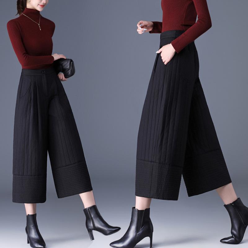 High Waist Winter Bootcut Pants: Warm, Thickened, Anti-Aging, Loose Fit for Middle-aged Women