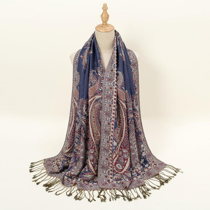 

Popular Cashew Embroidery Four Seasons Thin Scarf Women s Popular Versatile Fringed Shawl Women s 170CM