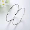 Sterling Silver Three-Sided Floral Carved Hoop Earrings - Women's Exaggerated Fashionable Round Ornaments
