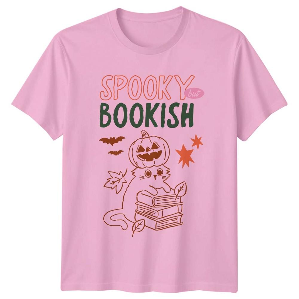 Spooky But Bookish Reading Cats Halloween Unisexs Unisexs Graphic Tee