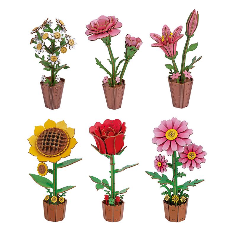 3d Flower Wooden Puzzles For Adults Diy Wooden Flowers Model Building Set Crafts For Adults Creative Gift Ideas/housewarming
