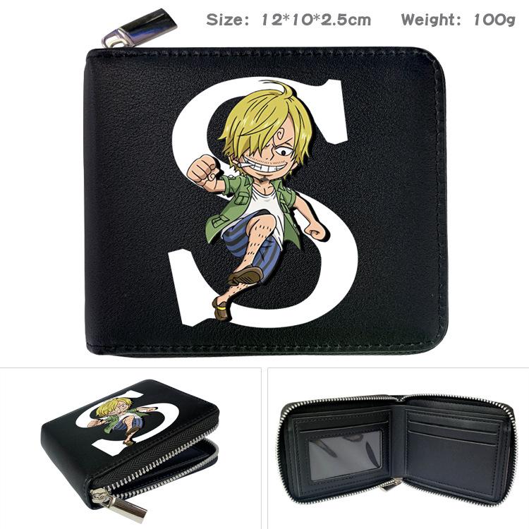 One Piece Anime Reißverschluss PU Geldbörse Luffy Aufdruck Kurzes Münzfach Kartenhalter