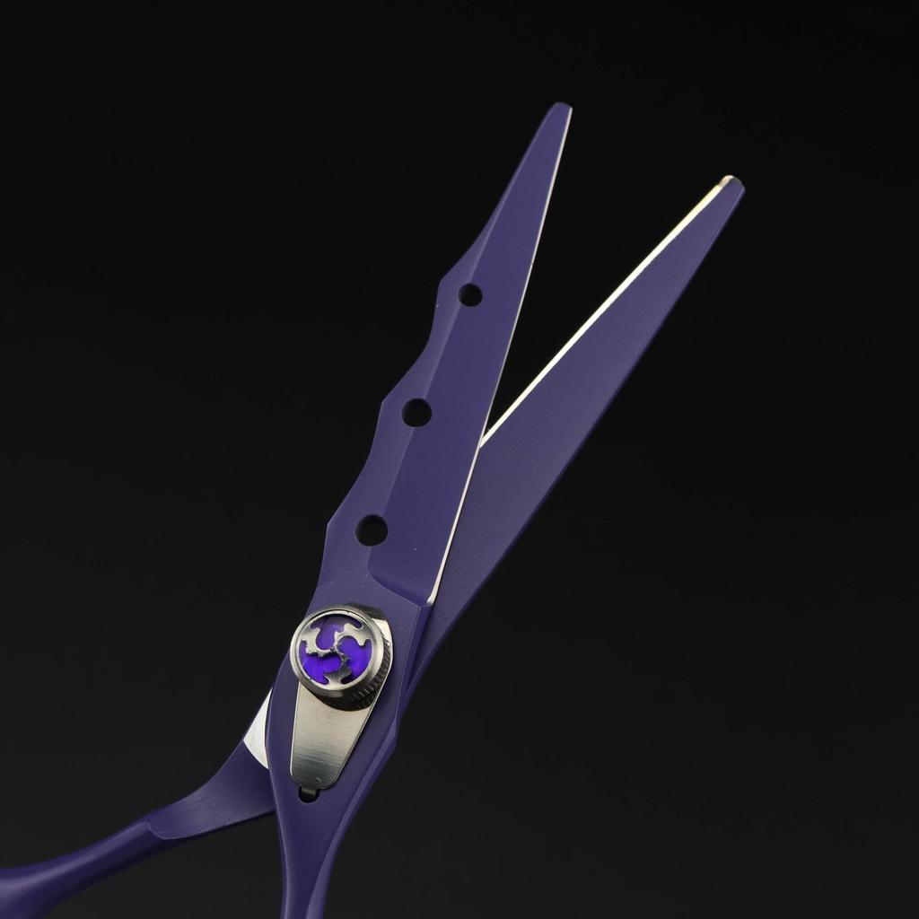 6.0 Colorful Baked Paint Hairdressing Scissors Set: Straight, Serrated, Thinning Shears for Barbering.