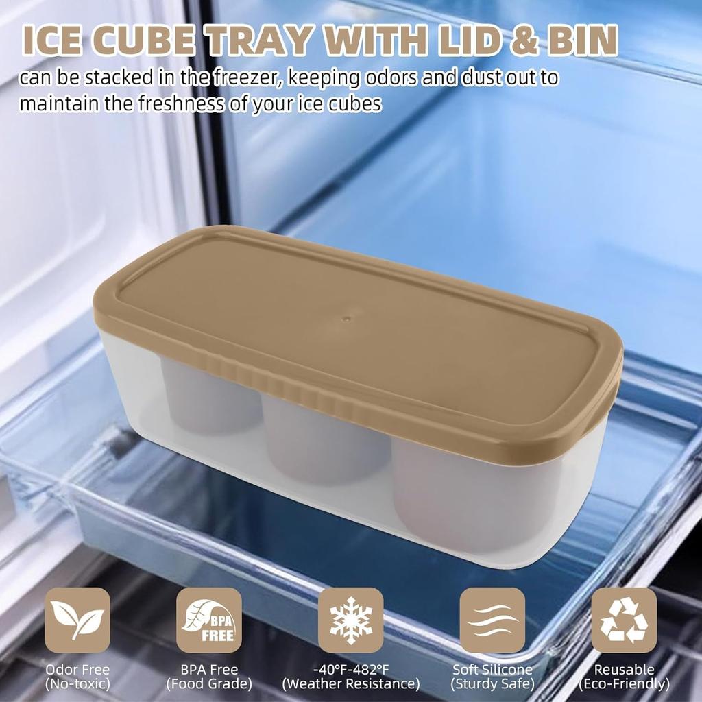 Sommar Nödvändig Silikon Isform Iskubsbricka Med Lock och behållare För 30-40 oz Tumblerkopp Tillverkning Cylinder Iskubsformar