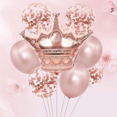 Pink Crown Balloon Sequin Ballons Set Foil Balloons Girls Birthday Party Baby Shower Bridal Party Decoration