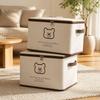 Beige Bear Non-Woven Zipper Storage Box - Large Foldable Clothes Organizer Basket