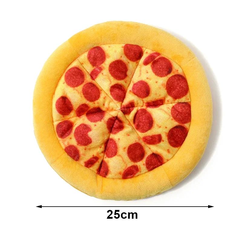 Pet Squeaky Toys Plush Doughnut Pizza Shape Dog Toy Small Medium Large Dogs Cleaning Teeth Toy Puppy Chew Sound Toy Pet Supplies