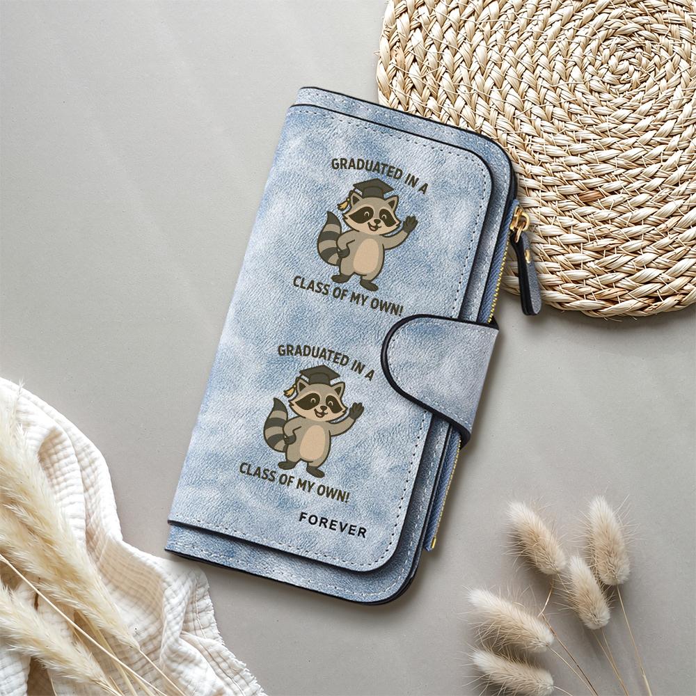 Cute Raccoon Print Long Wallet Fashion Faux Leather Card Holder Purse