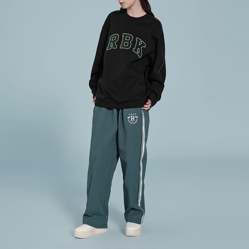 Reebok Letter Embroidery Casual Sports Knit Pullover Sweatshirt Unisex Sweatshirt Black 24SRC305UGH0