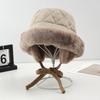 Winter Velvet Hat Women Travel Thickened Warm Straps Ear Protection Hat Cold Cover Big Face Mongolian Bucket Hat