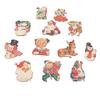 36pcs Xmas Hanging Decorations with Ropes Wooden Exquisite Snowman Elk Hanging Ornaments for Xmas